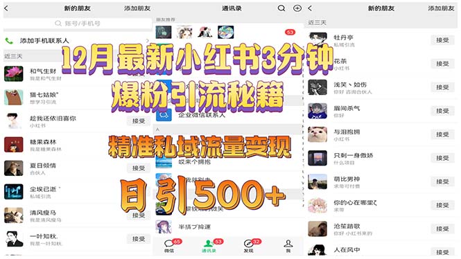 12月最新小红书3分钟爆粉引流秘籍 精准私域流量变现 日引500+ - 创享网-创享网