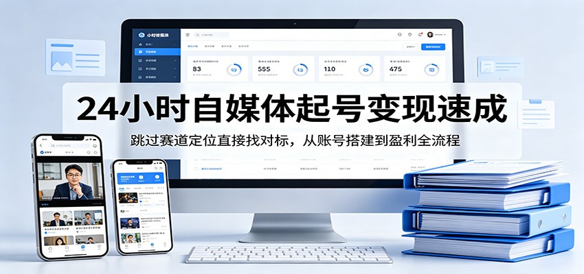 24小时自媒体起号变现速成，跳过赛道定位直接找对标，从账号搭建到盈利全流程-创享网