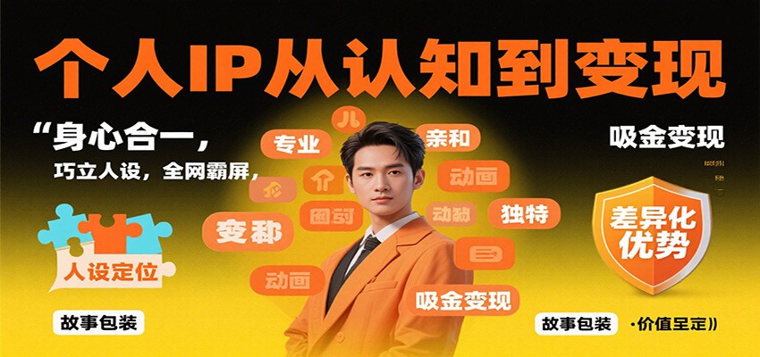 个人IP从认知到变现,身心合一,巧立人设,全网霸屏,吸金变现-创享网