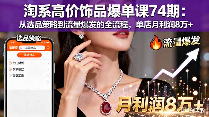 淘系高价饰品爆单课74期：从选品策略到流量爆发的全流程，单店月利润8万+ - 创享网-创享网