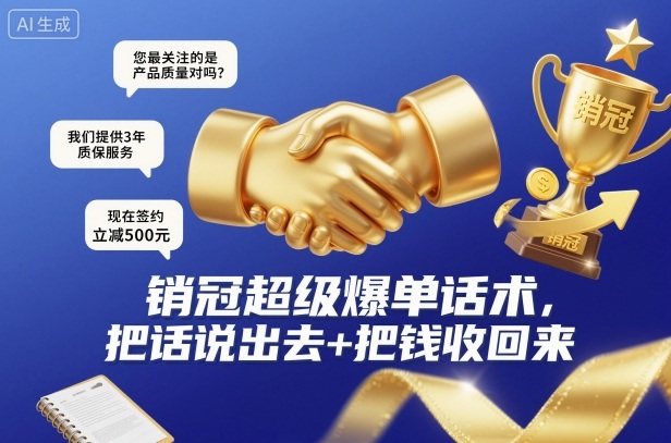 销冠超级爆单话术，把话说出去+把钱收回来-创享网
