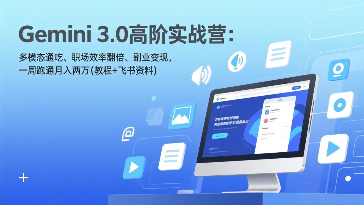 Gemini 3.0高阶实战营：多模态通吃、职场效率翻倍、副业变现，一周跑通月入两万(教程+飞书资料 - 创享网-创享网