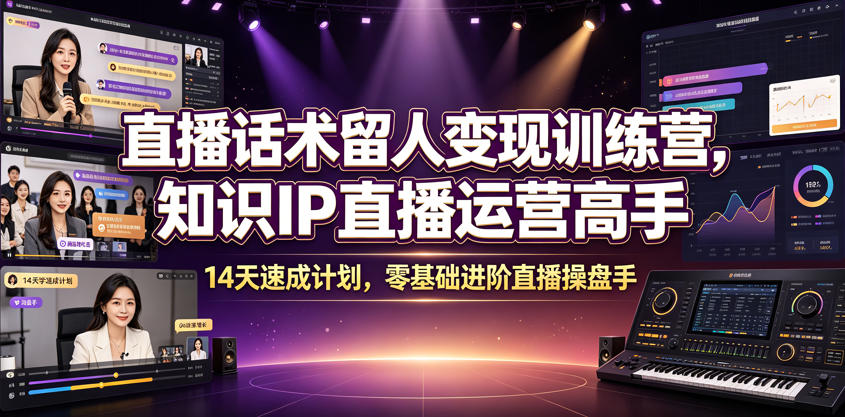 直播话术留人变现训练营，知识IP直播运营高手，14天速成计划，零基础进阶直播操盘手 - 创享网-创享网