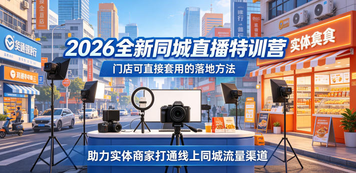 2026全新同城直播特训营，门店可直接套用的落地方法，助力实体商家打通线上同城流量渠道-创享网