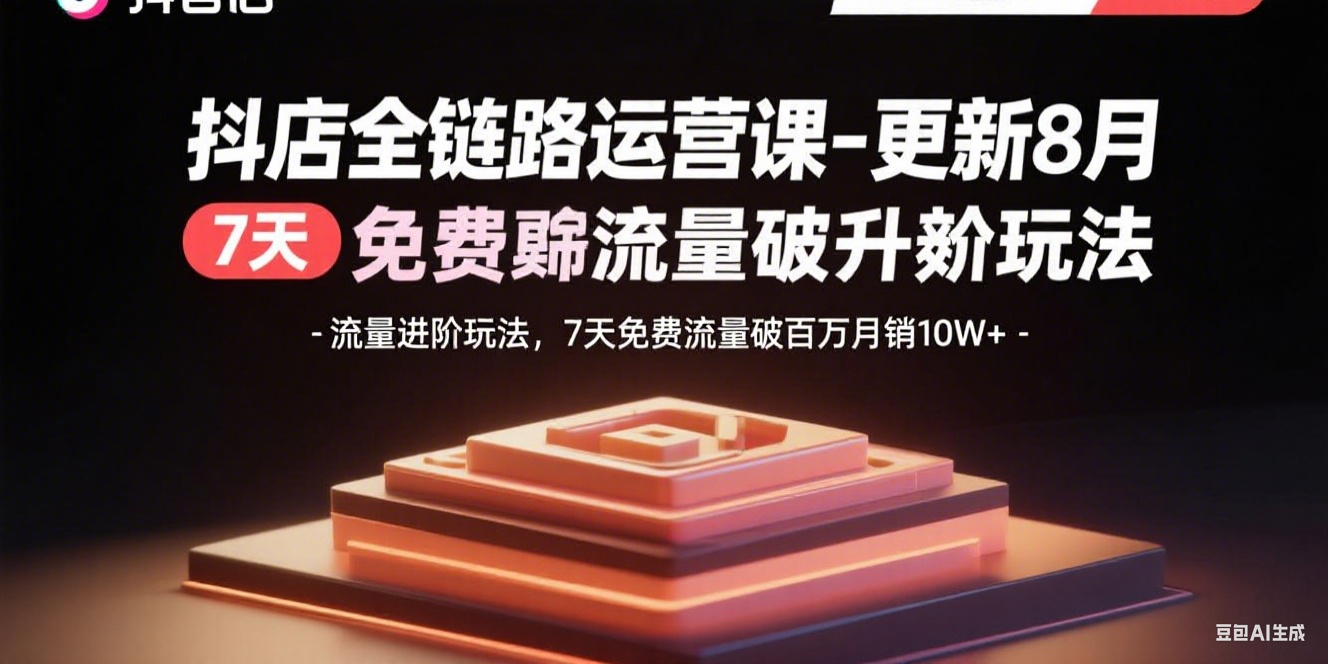 抖店全链路运营课-更新8月：流量进阶玩法，7天免费流量破百万月销10W+ - 创享网-创享网