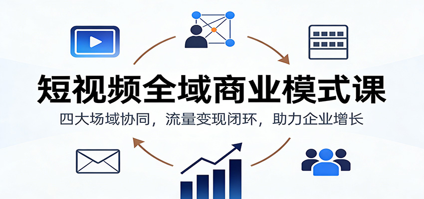 短视频全域商业模式课：四大场域协同，流量变现闭环，助力企业增长-创享网