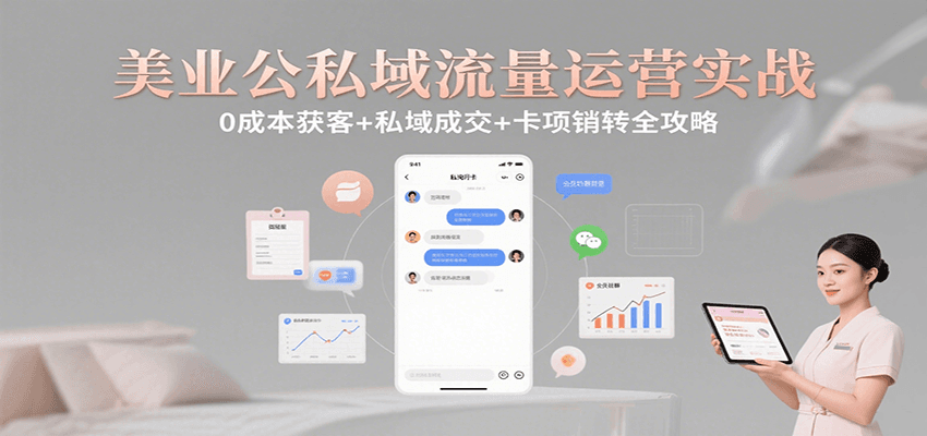 美业公私域流量运营实战：0成本获客+私域成交+卡项销转全攻略 - 创享网-创享网