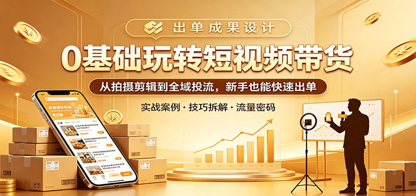 0基础玩转短视频带货：从拍摄剪辑到全域投流，新手也能快速出单-创享网