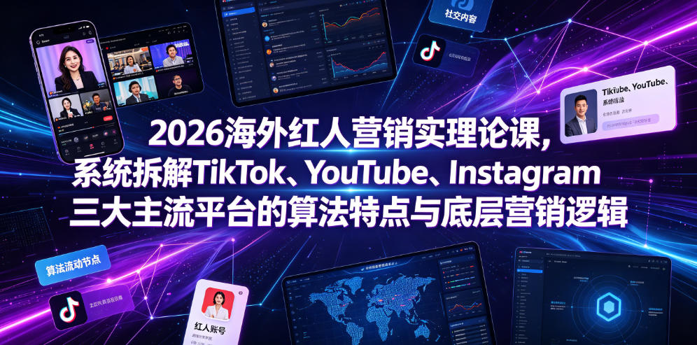 2026海外红人营销实理论课，系统拆解TikTok、YouTube、Instagram三大主流平台的算法特点与底层营销逻辑-创享网