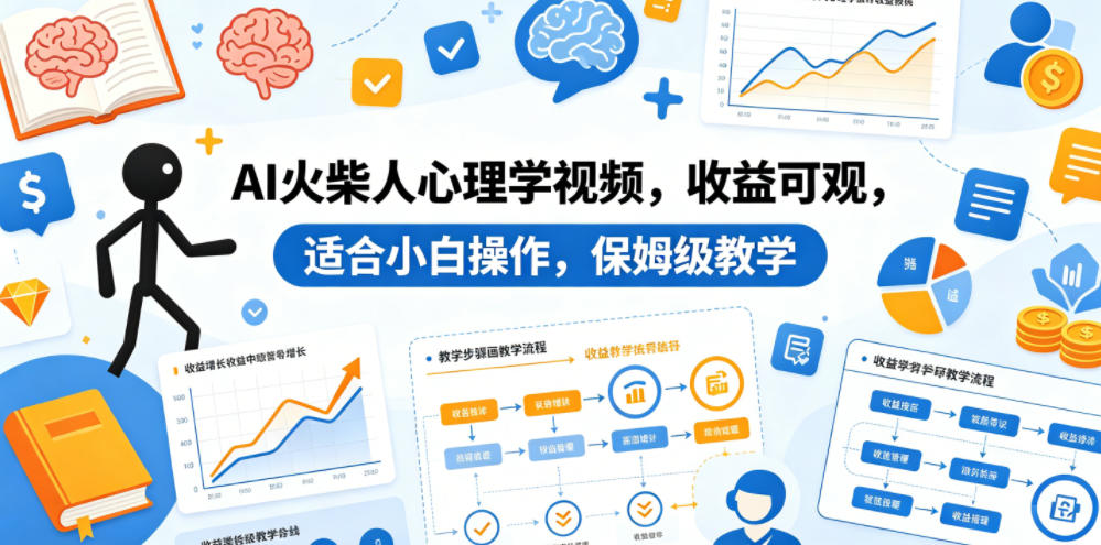 AI火柴人心理学视频，收益可观，适合小白操作，保姆级教学-创享网