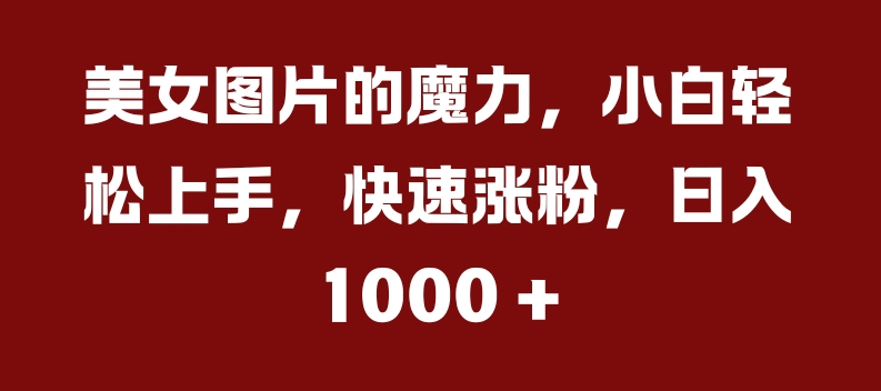 美女图片的魔力，小白轻松上手，快速涨粉，日入几张【揭秘】 - 创享网-创享网