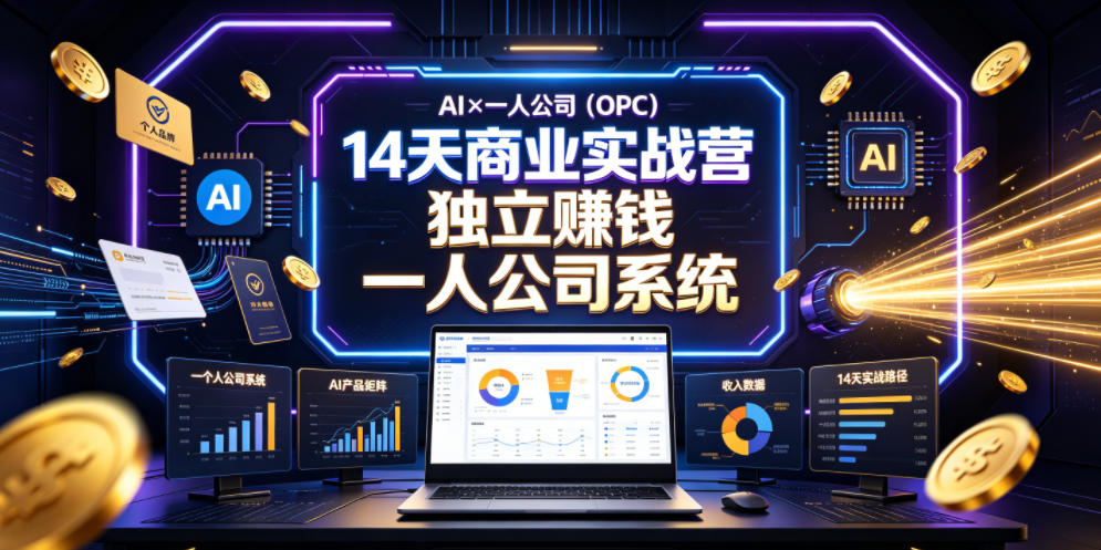 AI×一人公司(OPC)14天商业实战营，用AI帮你搭建一个属于你自己的、能独立賺钱的一人公司系统-创享网