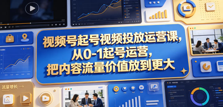 视频号起号视频投放运营课，从0-1起号运营，把内容流量价值放到更大-创享网