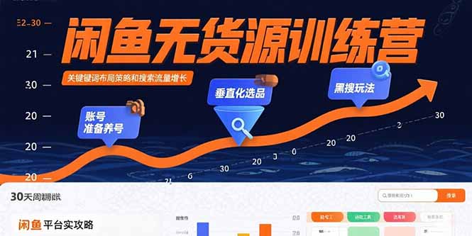 闲鱼无货源训练营：账号准备养号/垂直化选品/黑搜玩法，0基础30天盈利指南 - 创享网-创享网