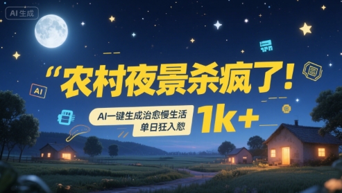 农村夜景杀疯了！AI一键生成治愈系慢生活，单日狂入1k+ - 创享网-创享网