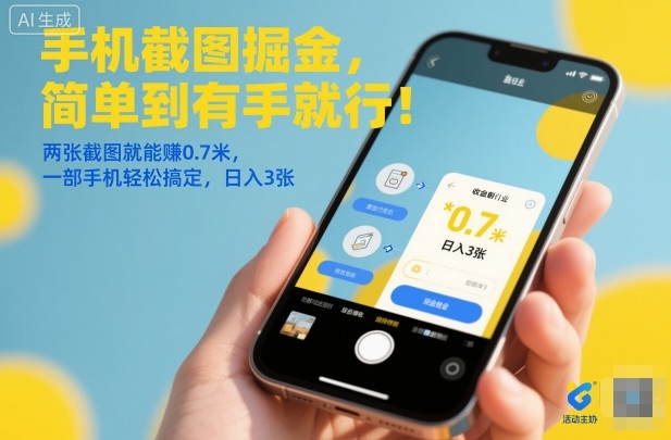 手机截图掘金，简单到有手就行！两张截图就能賺0.7米，一部手机轻松搞定，日入3张【揭秘】-创享网