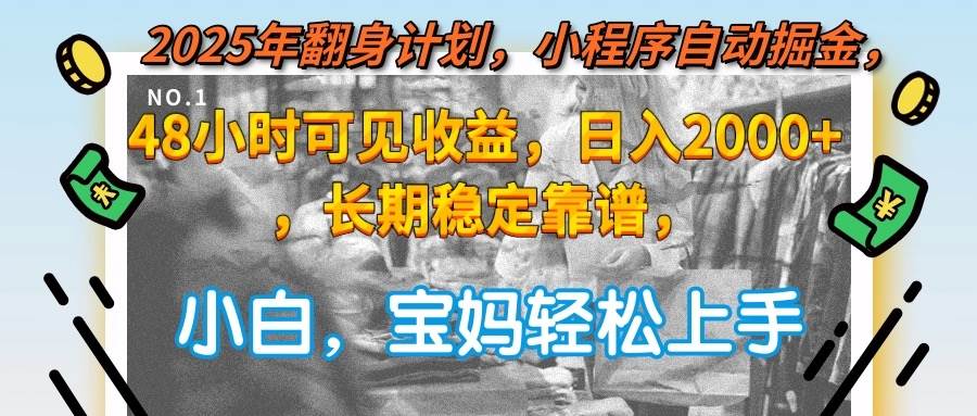 （15082期）2025年翻身计划，小程序自动掘金48小时可见收益，日入2000+，长期稳定…-创享网