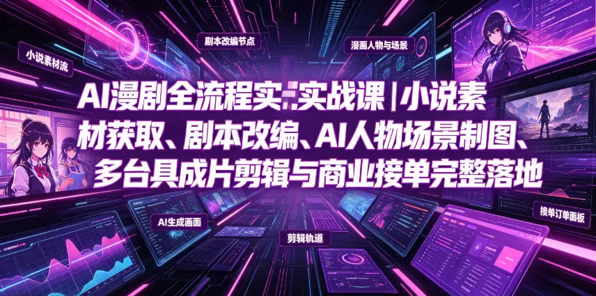 AI漫剧全流程实战课：小说素材、AI制图、多工具成片、付费变现接单一站式落地-创享网