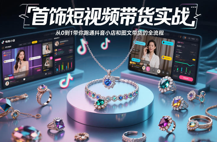 首饰短视频带货实战，从0到1带你跑通抖音小店和图文带货的全流程 - 创享网-创享网