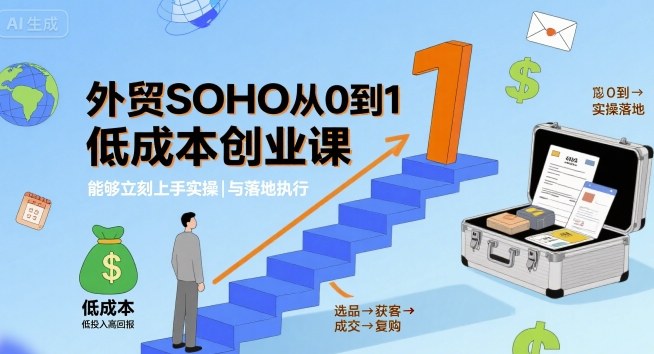 外贸SOHO从0到1低成本创业课，能够立刻上手实操与落地执行 - 创享网-创享网