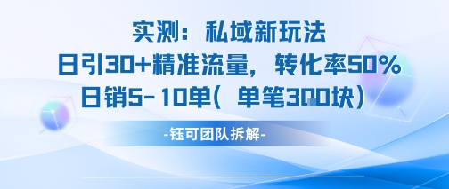 实测私域新玩法日引30加精准流量转化率50%日销5-10单每笔3张 - 创享网-创享网