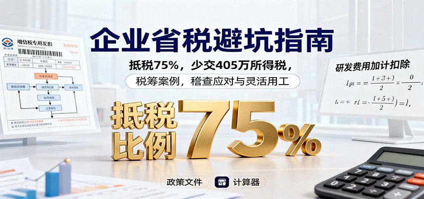 企业省税避坑指南:抵税75%,少交405万所得税,税筹案例,稽查应对与灵活用工-创享网