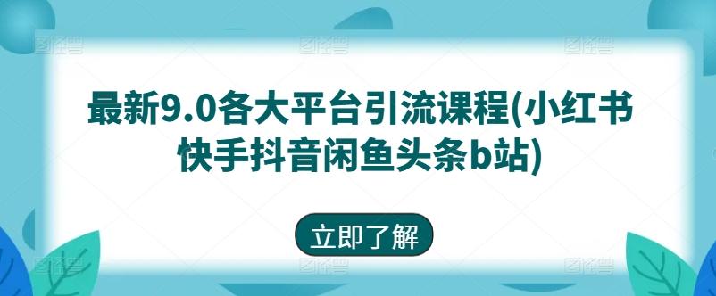 最新9.0各大平台引流课程(小红书快手抖音闲鱼头条b站) - 创享网-创享网