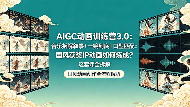 AIGC动画训练营3.0：音乐拆解叙事+一镜到底+口型匹配：国风获奖IP动画如何炼成？这套课全拆解-创享网