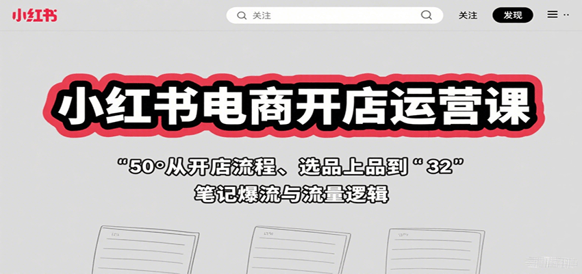 小红书电商开店运营课：从开店流程、选品上品到笔记爆流与流量逻辑 - 创享网-创享网