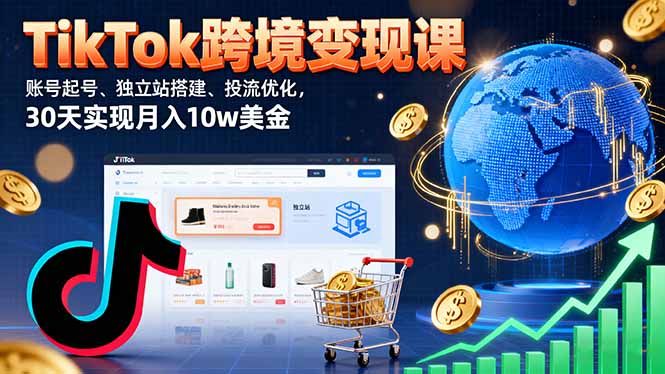 TikTok跨境变现课：账号起号、独立站搭建、投流优化，30天实现月入10w美金 - 创享网-创享网