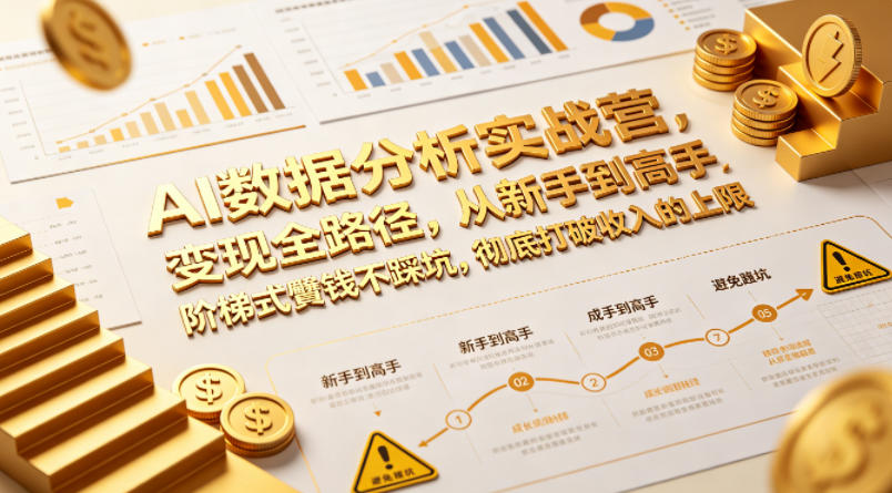 AI数据分析实战营，变现全路径，从新手到高手，阶梯式賺钱不踩坑，彻底打破收入的上限 - 创享网-创享网