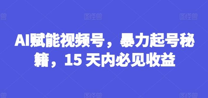 AI赋能视频号，暴力起号秘籍，15 天内必见收益【揭秘】 - 创享网-创享网