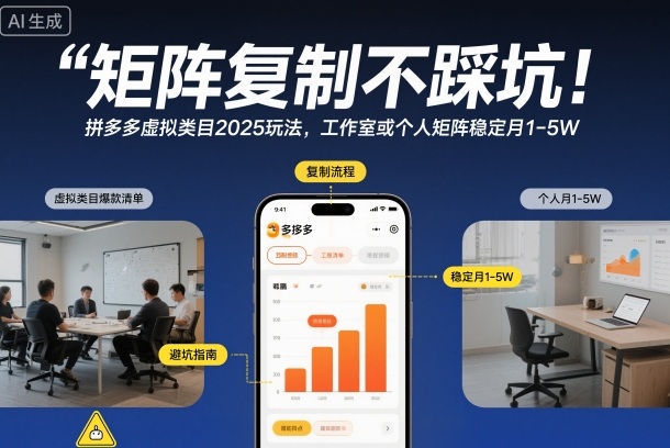 矩阵复制不踩坑!拼多多虚拟类目2025玩法,工作室或者个人矩阵稳定月1-5W【揭秘】-创享网
