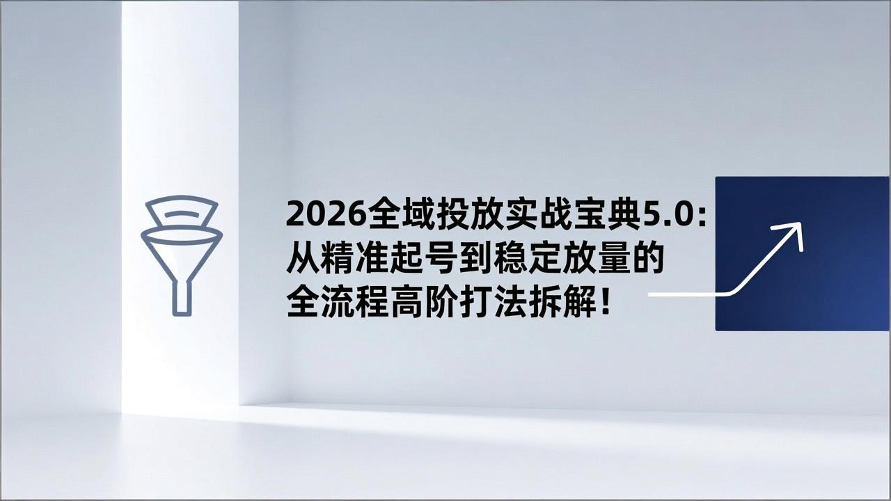 2026全域投放实战宝典5.0：从精准起号到稳定放量的全流程高阶打法拆解！-创享网