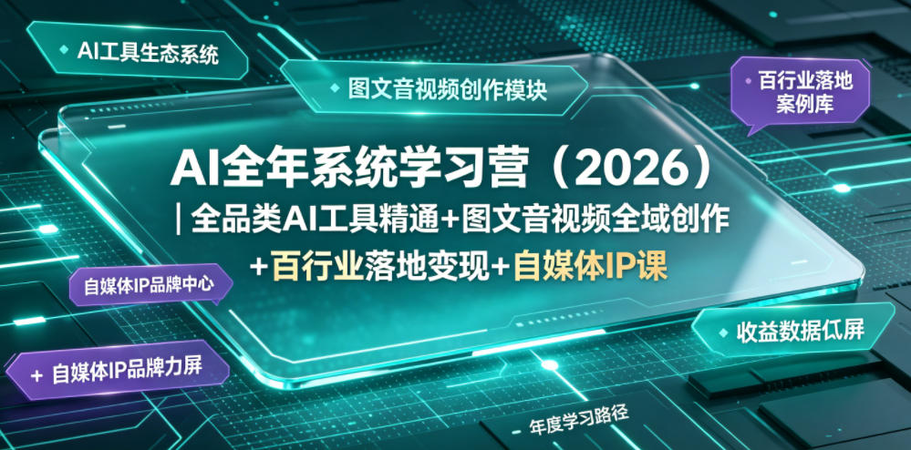 AI全年系统学习营(2026)｜全品类AI工具精通+图文音视频全域创作+百行业落地变现+自媒体IP打造年度进阶大课 - 创享网-创享网