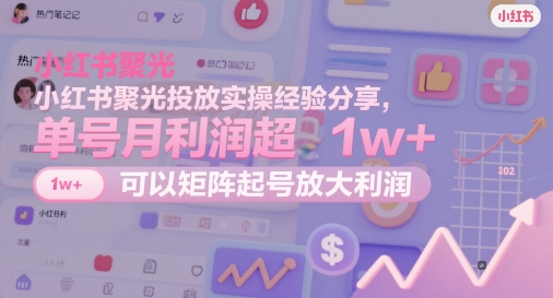 小红书聚光投放实操经验分享，单号月利润超1w+，可以矩阵起号放大利润 - 创享网-创享网