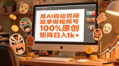 用AI自动民间故事做视频号，100%原创，矩阵日入1k+ - 创享网-创享网