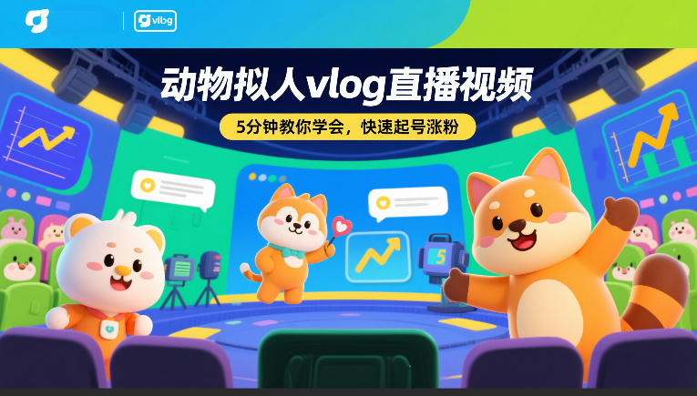 动物拟人vlog直播视频，5分钟教你学会，快速起号涨粉-创享网
