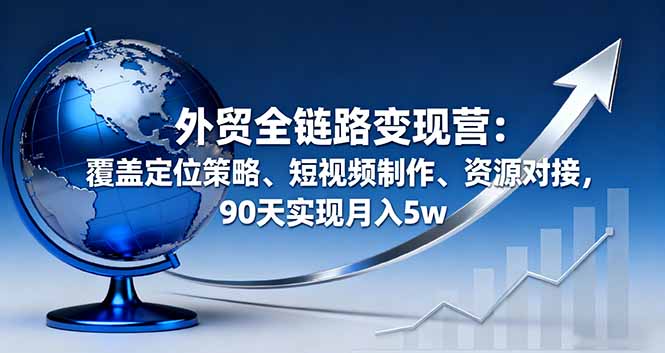 外贸全链路变现营：覆盖定位策略、短视频制作、资源对接，90天实现月入5w-创享网