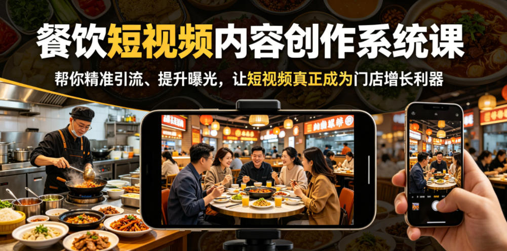 餐饮短视频内容创作系统课，帮你精准引流、提升曝光，让短视频真正成为门店增长利器-创享网