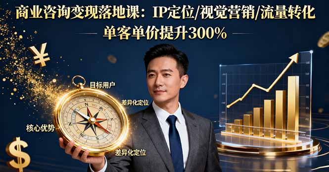 商业咨询变现落地课：IP定位/视觉营销/流量转化，单客单价提升300%-创享网