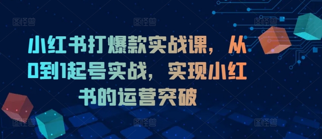 小红书打爆款实战课，从0到1起号实战，实现小红书的运营突破 - 创享网-创享网