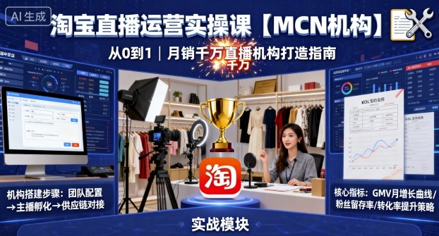 淘宝直播运营实操课【MCN机构】，从0到1做一家月销千W的直播机构 - 创享网-创享网