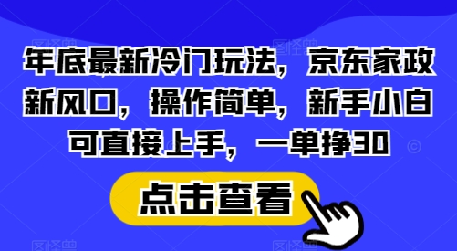年底最新冷门玩法，京东家政新风口，操作简单，新手小白可直接上手，一单挣30【揭秘】 - 创享网-创享网