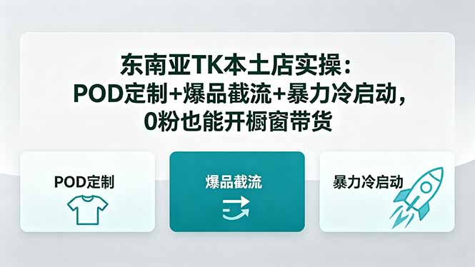 东南亚TK本土店实操：POD定制+爆品截流+暴力冷启动，0粉也能开橱窗带货-创享网