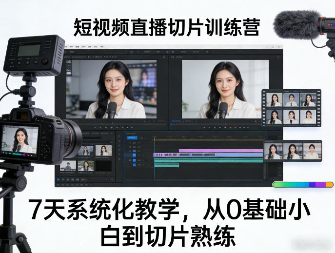 短视频直播切片训练营，7天系统化教学，从0基础小白到切片熟练-创享网