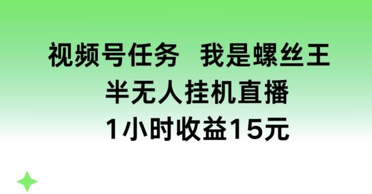视频号任务，我是螺丝王， 半无人挂机1小时收益15元【揭秘】 - 创享网-创享网