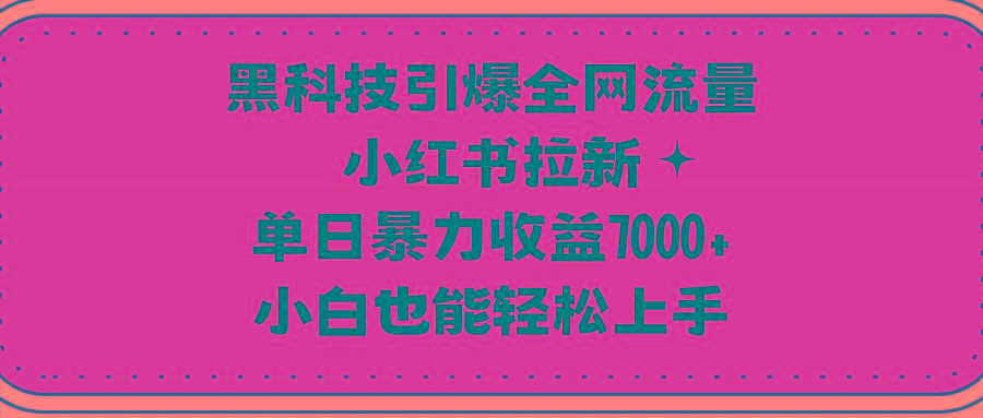 (9679期)黑科技引爆全网流量小红书拉新，单日暴力收益7000+，小白也能轻松上手 - 创享网-创享网