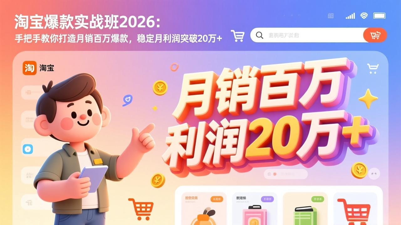 淘宝爆款实战班-2026年2月更新：手把手教你打造月销百万爆款，稳定月利润突破20万+-创享网