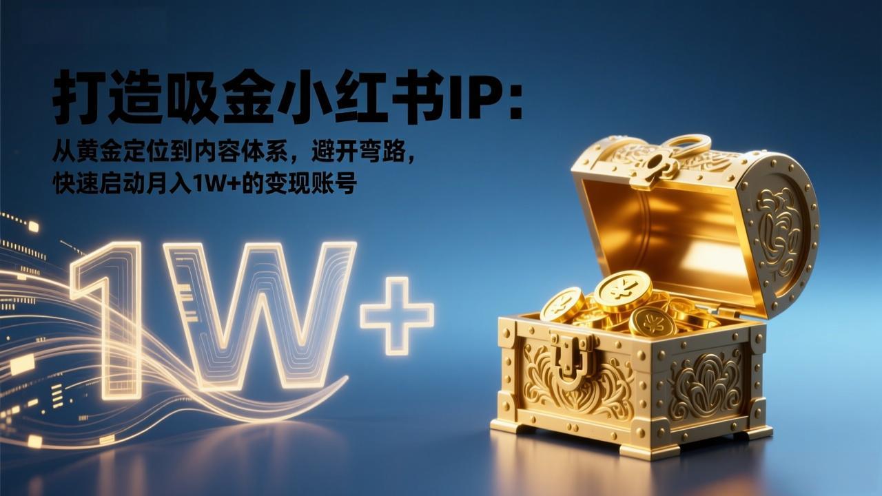 打造吸金小红书IP：从黄金定位到内容体系，避开弯路，快速启动月入1W+的变现账号-创享网